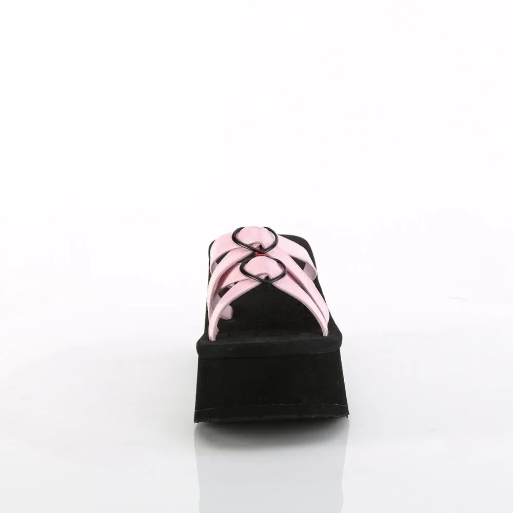 Demonia Funn 15 Pink and Black Platform Sandals - Picture 4 of 5